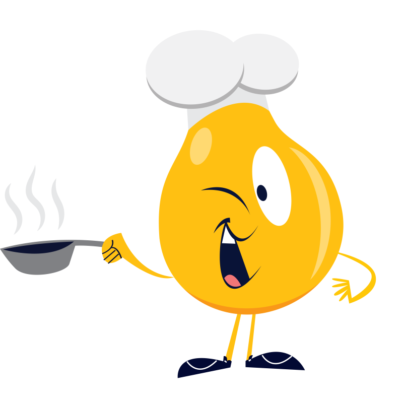 Cartoon Pear winking and cooking